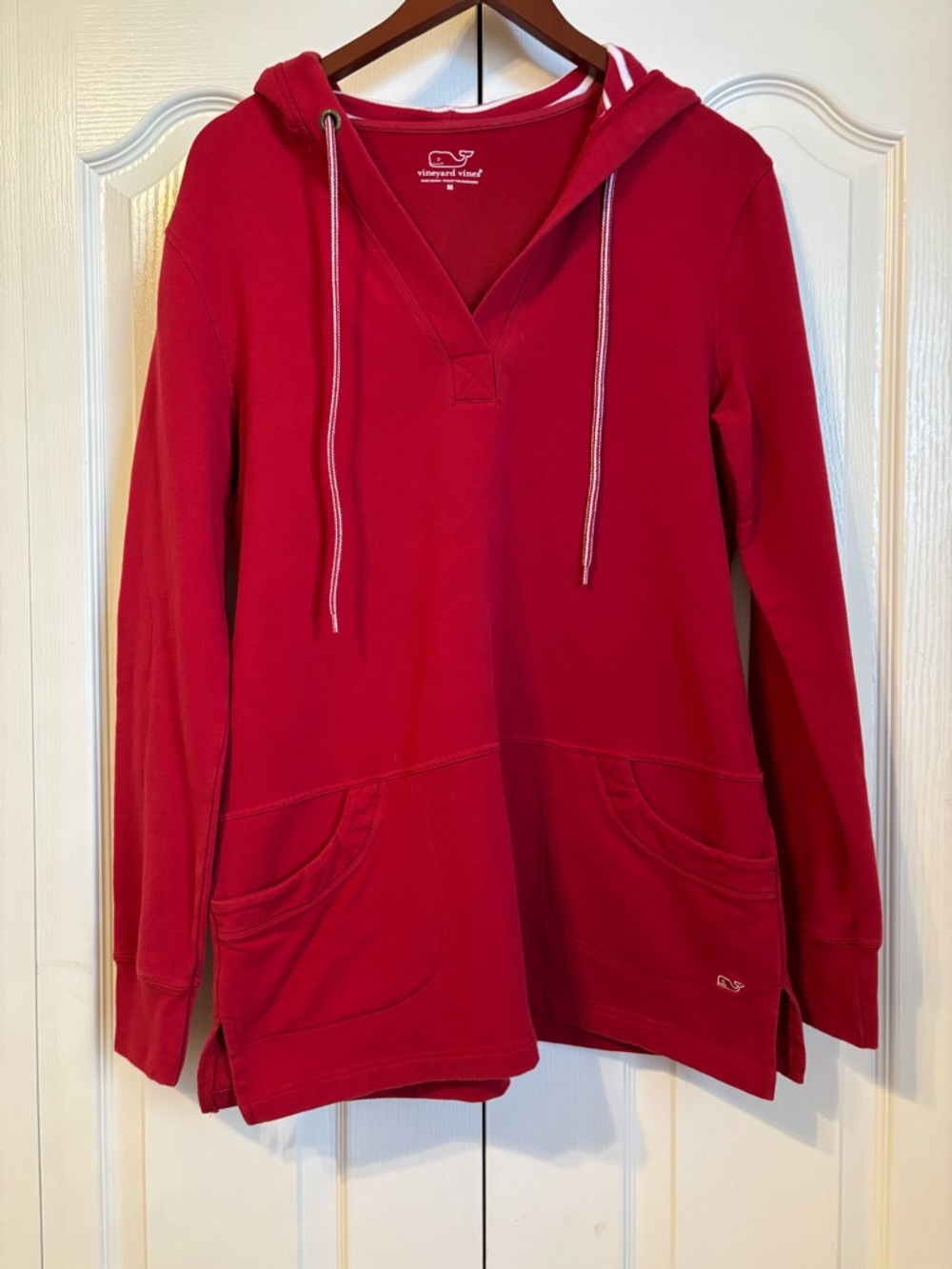 Vineyard Vines Red V-Neck Hooded Pullover